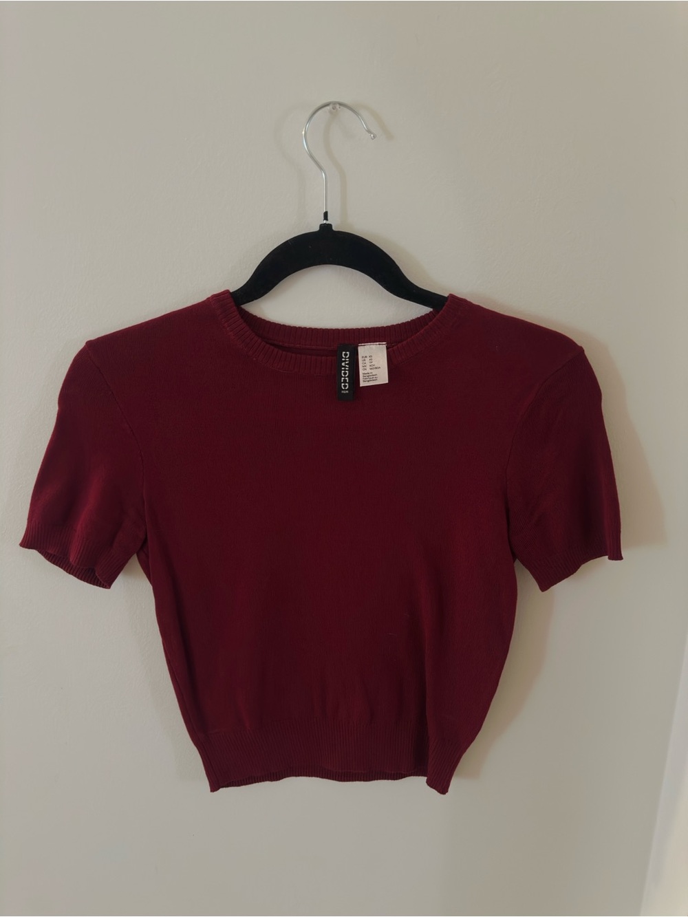 H&M Deep Wine Short Sleeve Knit Top